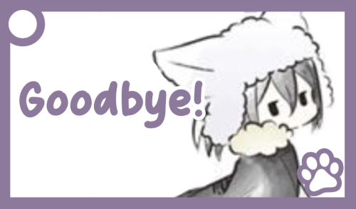 A purple communication card of Fyodor. The text reads: 'Goodbye'
