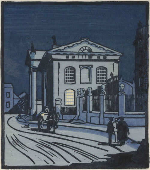 ein-bleistift-und-radiergummi:Aubrey K. Moore Linocut ‘Sheldonian Theatre, Oxford’ ca.19