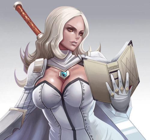 zoesfantasyworld:The White PaladinEhhh, looks more like Emma Frost with a sword and shield than a pa