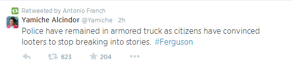 aroace-enjolras:  Tonight in Ferguson: Stores are looted while police look on from