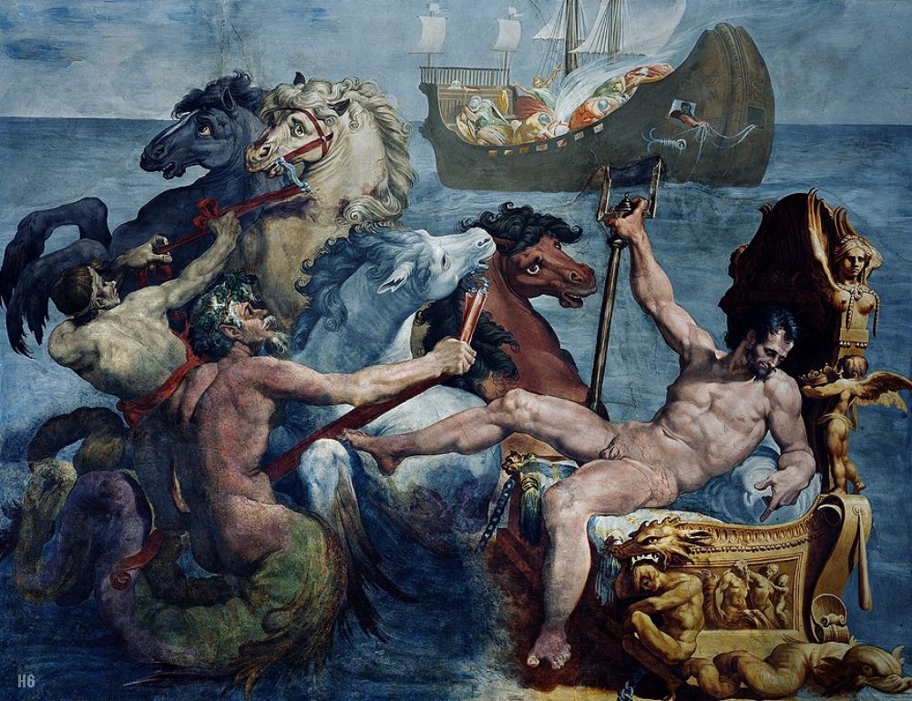 hadrian6:  Detail : Neptune and the ship of Ulysses. 1550-51. Pellegrino Tebaldi.