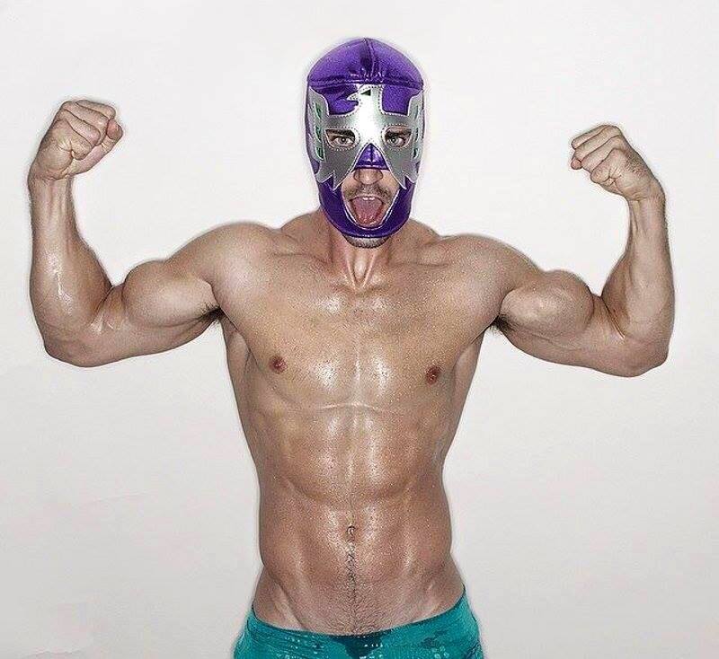 sexiness in that mask……flexing, bulging out all over his hot bod……will look sexier but when i lay him out after a OTK backbreaker then stomp all over those sexy arms and frog splash him!!! pull off his mask and shove it down his trunks as i straddle...