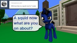 ask-the-out-buck-pony:(True Blue) I just hope Feeding Frenzy don’t find out about this I will never hear the end of it(Anon Inkling spell -/7) the post start next post &gt;w&lt;