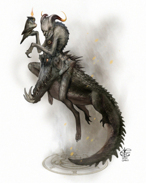 Agares is the First Duke of the East and appears as a fair old man riding a crocodile while carrying