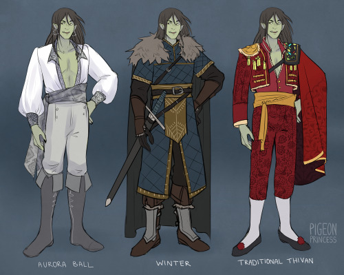 Outfit lineups for my Half-Orc bard/fighter Tybalt! It’s a difficult life being 6″8 and incredibly s