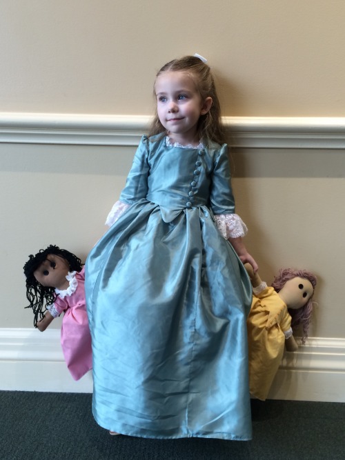 The Schuyler Sisters   (Lane cosplays as Eliza. Dress and dolls made by Mommy) 