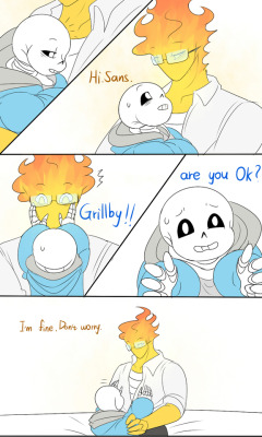 mooncatyao:  [Suppress] Grillby &amp; little SansWELL~Gaster is coming soon~~~And the New series will start~~&lt;First part&gt;(Previous)/(NEXT)[GLS timeline]You can support me on KO-FI ~ ☕  About detail~