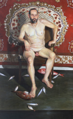 David Pettibone: ‘Alan with fish’- oil on canvas  