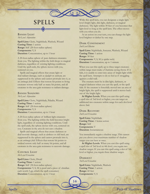 Path of Shadows Spells by Seginus