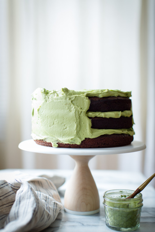 sweetoothgirl - chocolate zucchini layer cake with matcha cream...