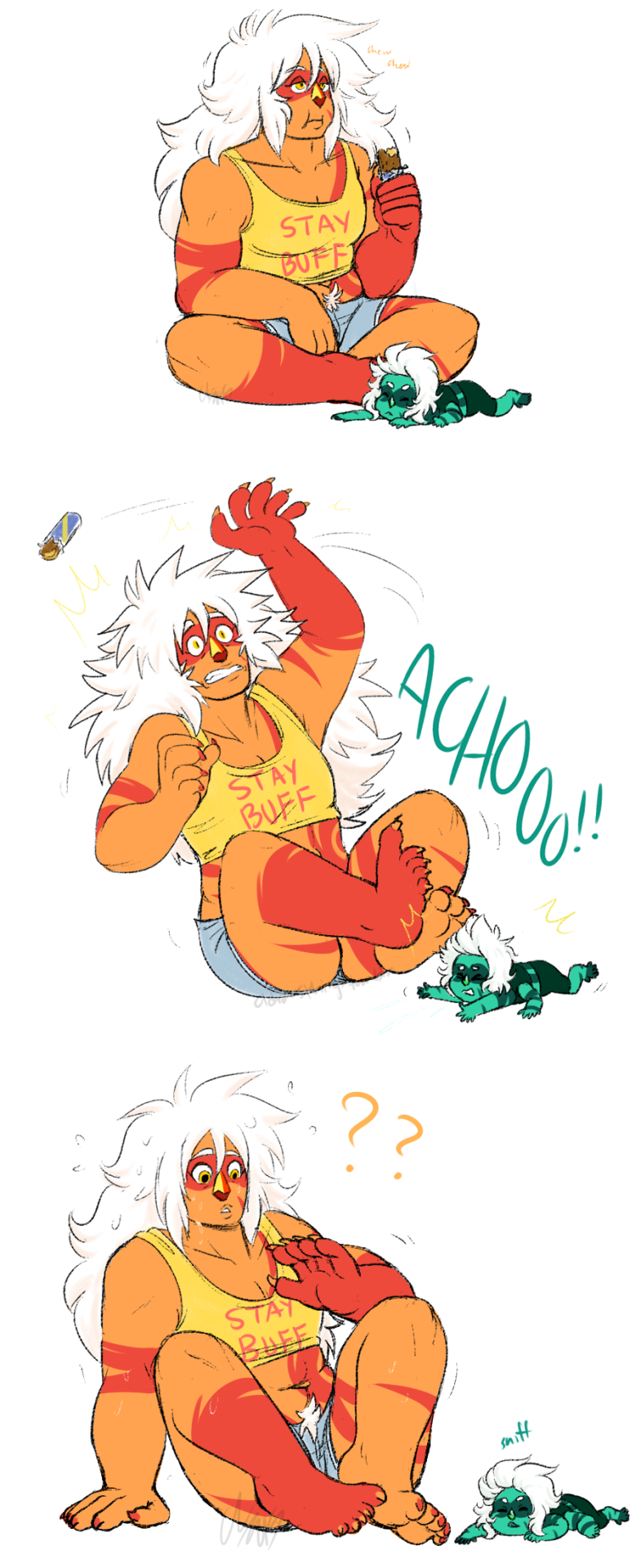 cldrawsthings:  baby rock sneeze scares big mom rock(this idea came into my head