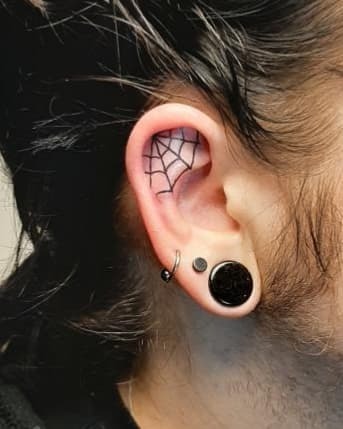 spider hanging from web tattoo behind the earTikTok Search