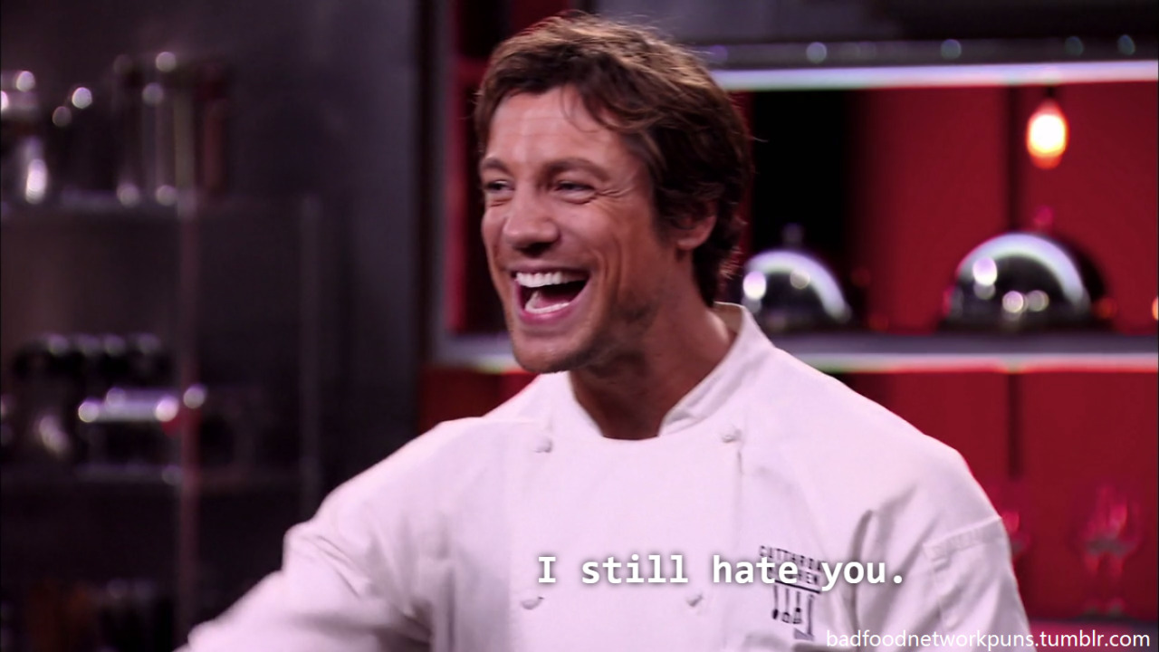 badfoodnetworkpuns:When you’re trying really hard to pretend to like someone but