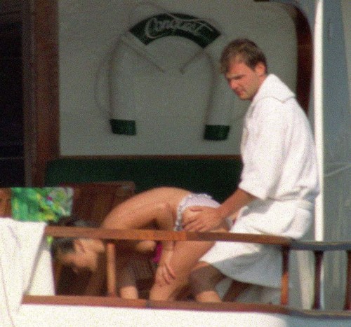 toplessbeachcelebs:  Catherine Zeta-Jones (Actress) topless on a yacht in the French Riviera (1992)