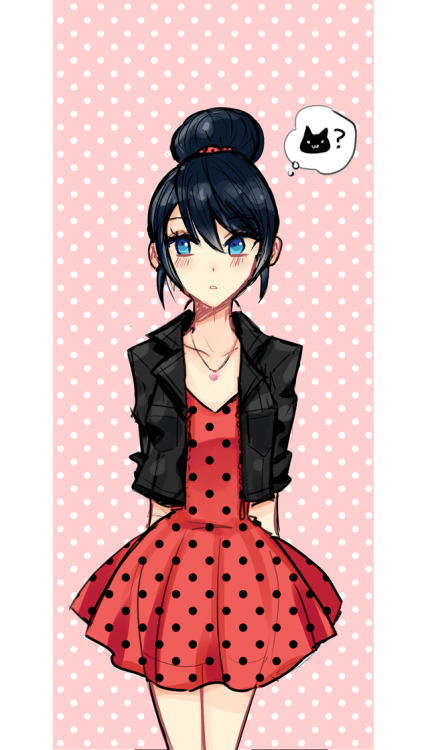 yuumi0035: Adrien dresses undercover and finds an extra pretty Marinette (is she going to a date!?),