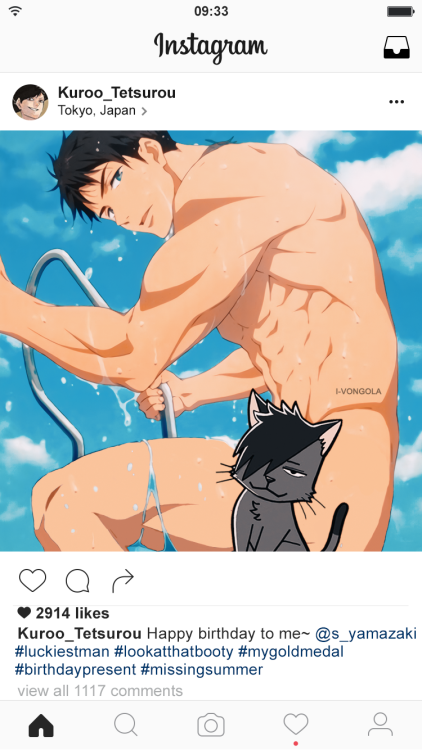 Happy birthday Kuroo! Sharing a picture of his professionnal swimmer lover on his social media to ce