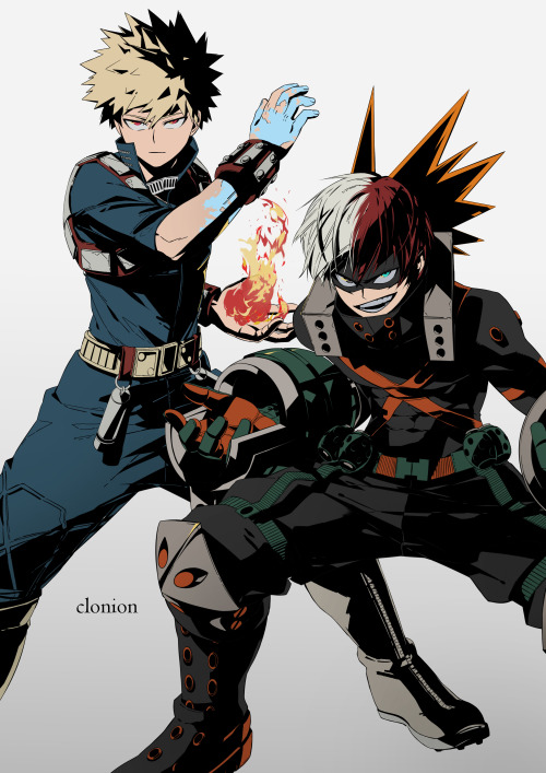 helloclonion: Top ranking students of Class 1-A, Katsuki Bakugou and Todoroki Shouto but with their 