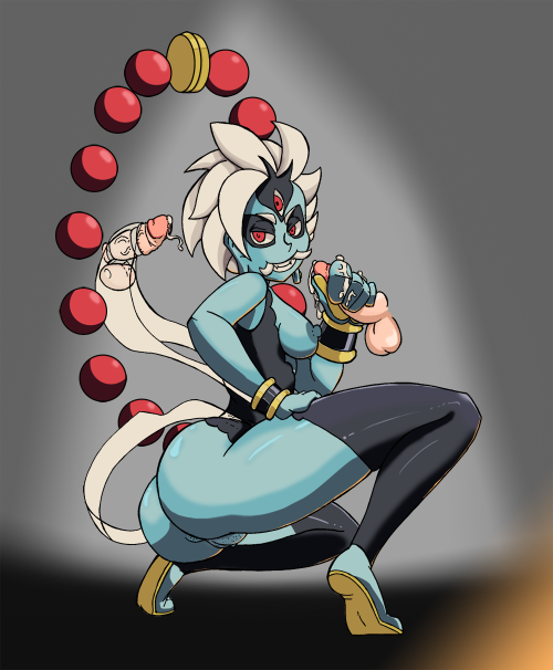 player1redpanda:  Finished Heruka playing with some disembodied dicks I really had fun with her, and got some good practice with this piece  Heruka is from Indivisible, and Indie game that is currently being funded. It’s a beautiful game, so if you