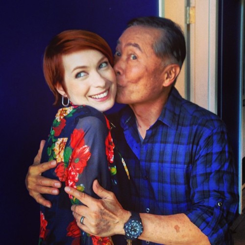 thisfeliciaday: Just another day working with George Takei. Clearly I’m miserable :)