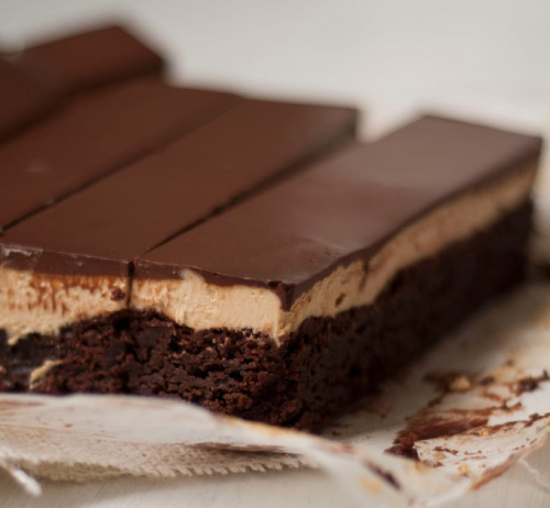 thecakebar:  Chocolate Ganache, Peanut Butter Layer Cheesecake Brownies 