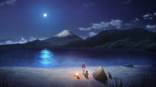 redsamuraiii:Yuru Camp Episode 1Rin Shima loves to camp alone and decides to go a campsite in Lake M