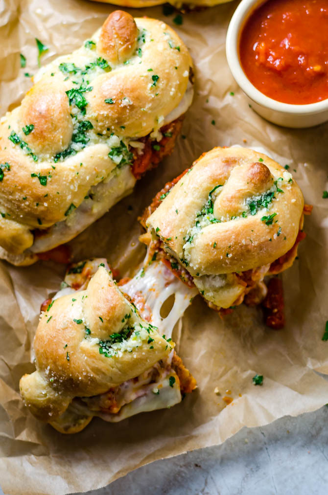fattributes:  Garlic Knot Chicken Parmesan Sandwiches