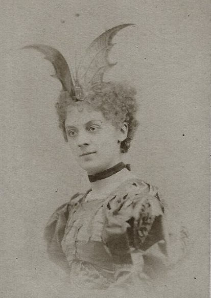 French CDV, Alluring Lady With A Bat Hat (presumably for a costume ball)