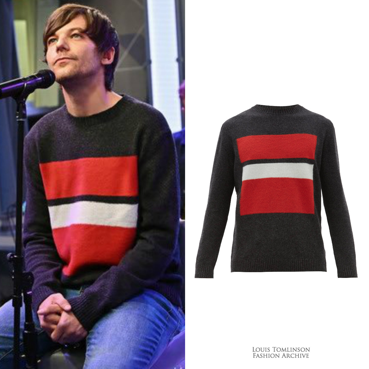 Louis Tomlinson Fashion Archive on X: 10/25/19  Louis wore an AMI  Logo-intarsia cotton-blend sweater ($406) in New York.    / X