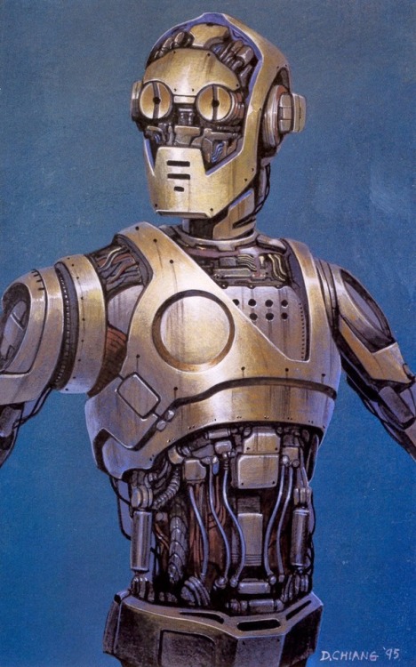 weirdlandtv:Doug Chiang’s design for C-3PO. THE PHANTOM MENACE (1999). Doug Chiang was a worthy succ