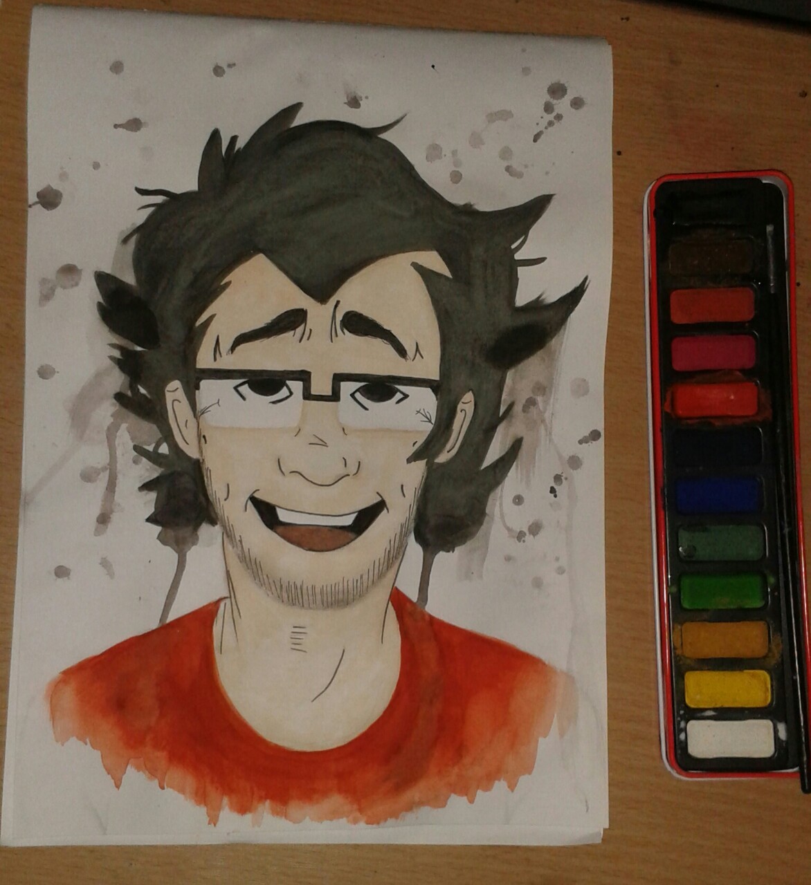 ohmyemz:   I spent an hour painting a cartoon Markiplier.