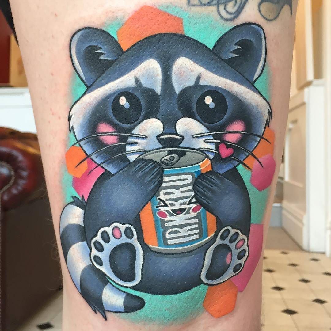 Tattoo uploaded by Shauna Gregory  Neo traditional raccoon  Tattoodo