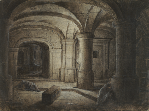 Church Crypt with Two Men Sleeping (17th century) - Hendrick van Steenwyck the Younger