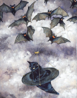 redlipstickresurrected:Maggie Vandewalle aka Hijinxed Etc (American, b.  Iowa City, IA, USA) - Batmobile  Paintings: Watercolors