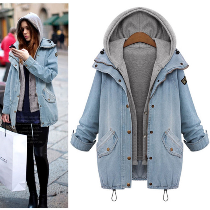 ohsointensecandy: Fashion Oversize Tops (Size S-4XL) 2 in 1 Denim Coat (25% Off)