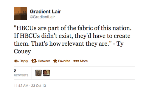 gradientlair:  The stats in my tweets above on HBCUs came from the article Historically