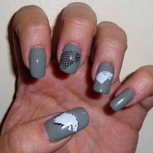 House Stark nails. Who else is excited for the season finale? #got #nailart #nailstamping #housestar