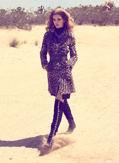 Samantha Gradoville in Christian Louboutin over-the-knee bootsUS Harper&rsquo;s Bazaar October 2