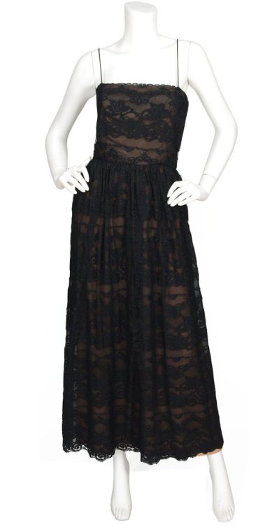 Anthony Muto 1970s Black Lace Nude Illusion GownAvailable on Featherstone Vintage