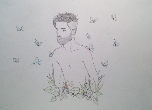 Mariposas.Ink and watercolor