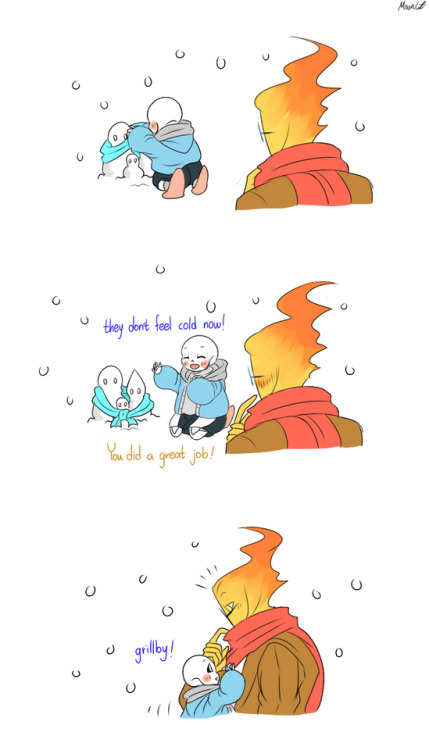 mooncatyao:  [Snow-2] Grillby & little Sans<First part>(Previous)/(NEXT)[GLS timeline]​