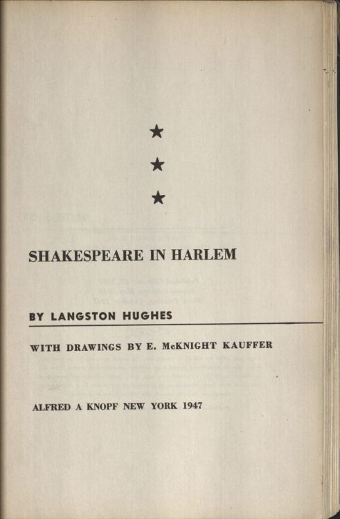 Shakespeare in Harlem by Langston Hughes: an author’s copy