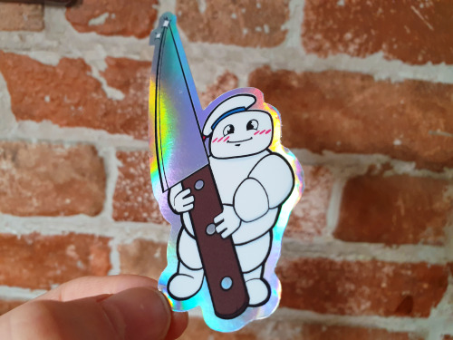 cute but deadly holographic mini-puft stickers are now available on my etsy! link in bio!! ✨