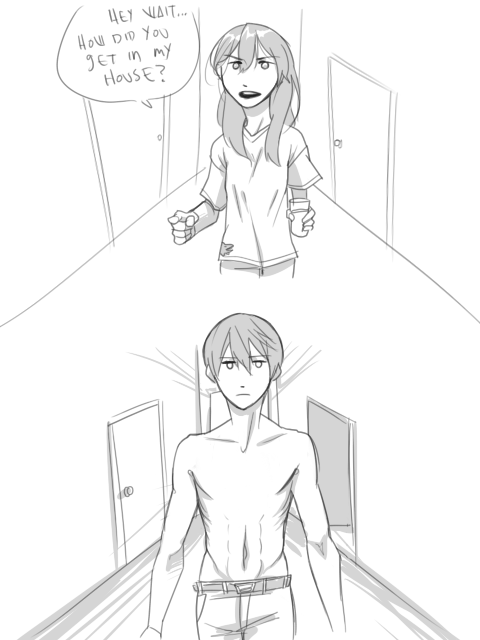 kksunnydeedog:  Makoto later finds Haru galloping in the streets wet and naked with an empty glass in his hands. 