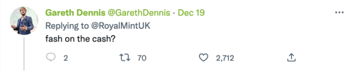Another reply reading: "Fash on the cash?"