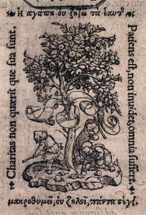 wetreesinart:HOLBEIN, Hans the Younger (German, 1497-1543), Charitas, 1543, Woodcut, British Library