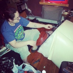 My wife everyone! Destroying our chair because she heard rattling