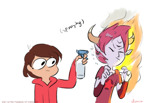 star-vs-the-fandoms-of-evil: Star and Marco and their wonderful tall angry demon friend Tom 