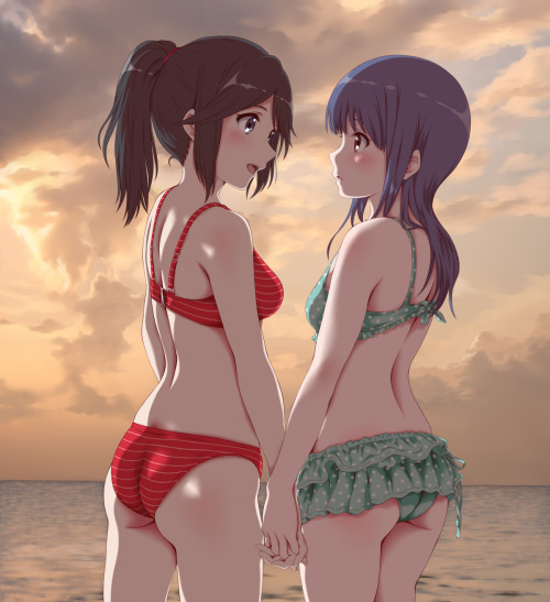 ✧･ﾟ: *✧ On the Beach ✧ *:･ﾟ✧♡ Characters ♡ : Nozomi Kasaki ♥ Mizore Yoroizuka♢ Anime ♢ : Liz to Aoi 