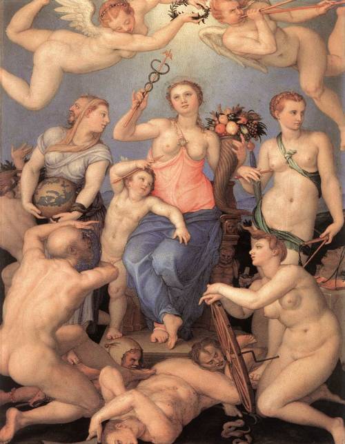 centuriespast: BRONZINO, Agnolo Allegory of Happiness 1564 Oil on copper, 40 x 30 cm Galleria d