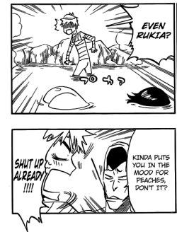 sarisama:  nunchies:  sarisama:  nunchies:  favorite moment in any anime/manga ever- when Ichigo saw Rukia’s peachy butt   (◡‿◡✿)  Ha nice , how he automatically knows its Rukia . No…. “Huh? what’s that? Ha he been checking out that